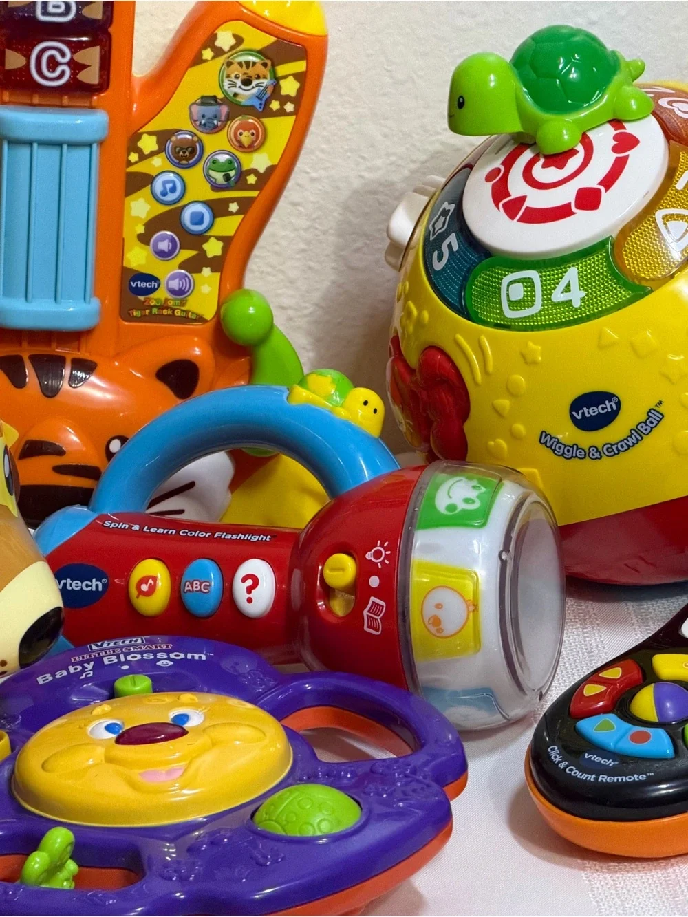 7 Pc Lot VTech Electronic Toys Guitar Ball Magic Mirror Flashlight Xylophone